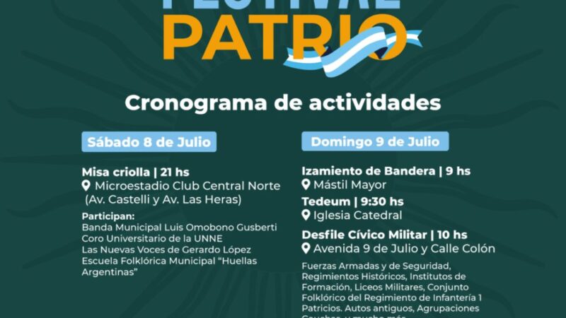 DÍA DE LA INDEPENDENCIA: RESISTENCIA SE PREPARA PARA UN FIN DE SEMANA CON VARIOS EVENTOS HONRAR A LA PATRIA